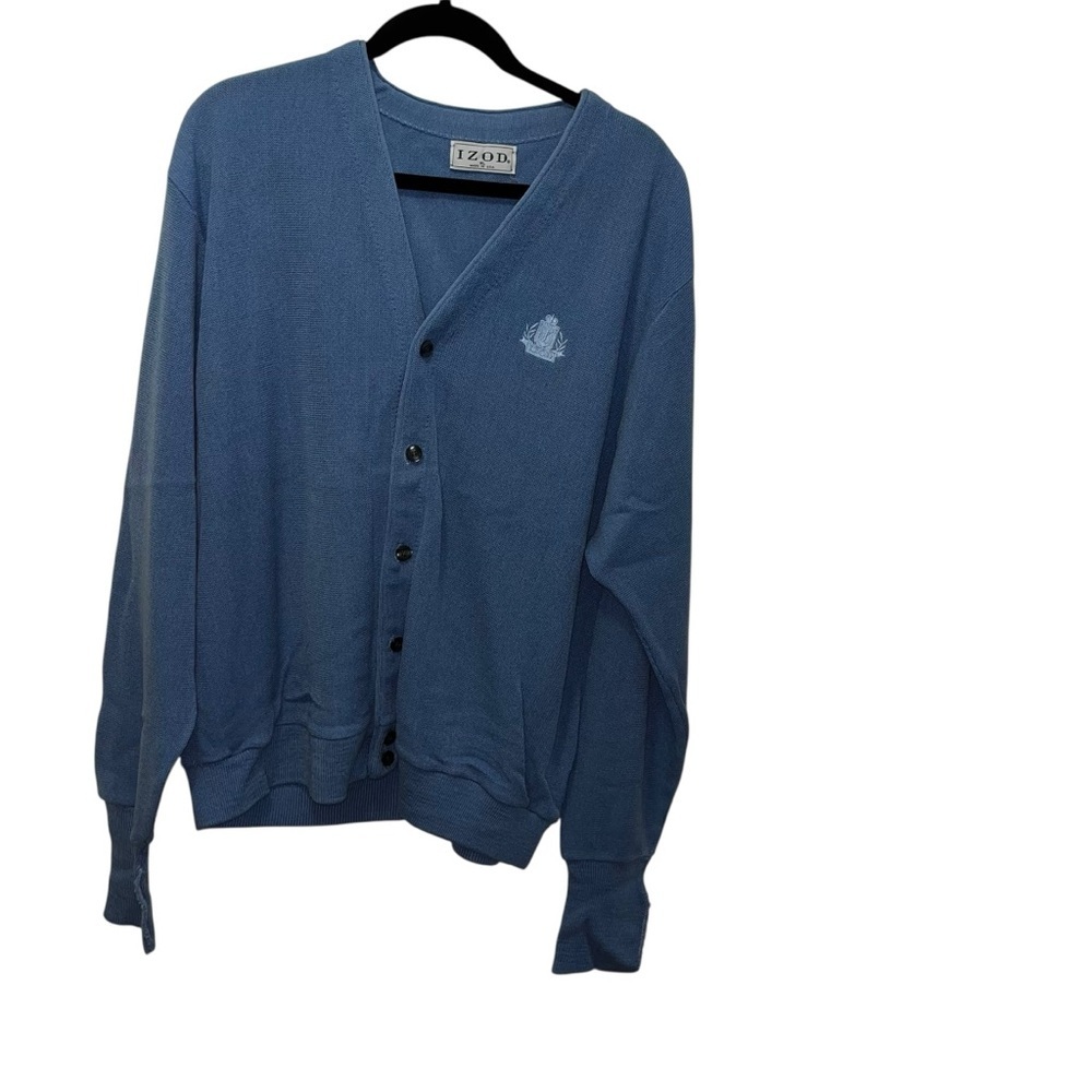 Izod Men's Slate Blue V-Neck Button Cardigan